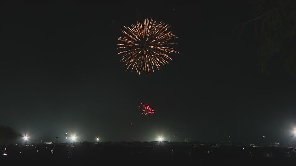 Fireworks shoot off over Lake Pleasant
